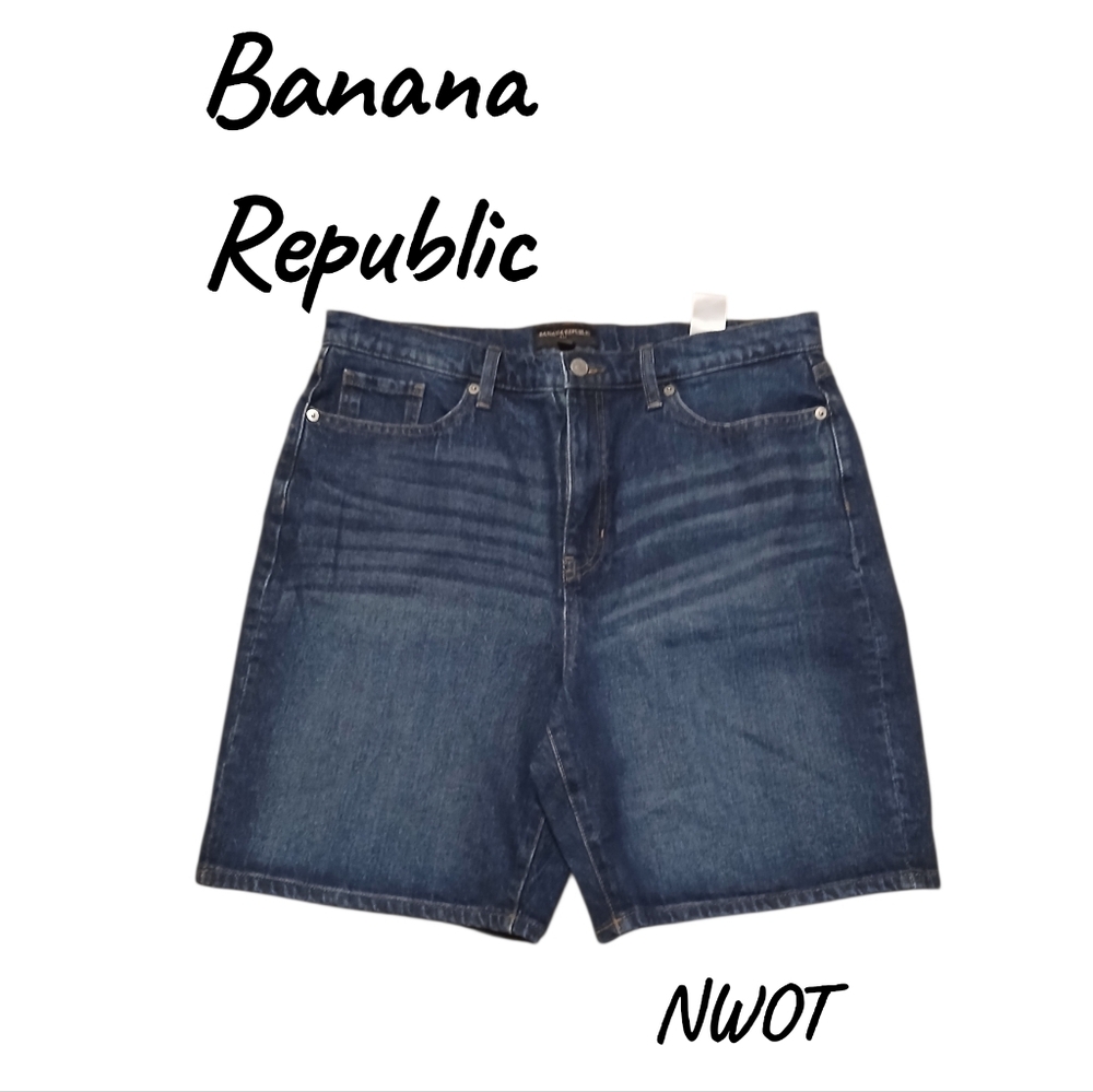 Banana Republic Womens Size 14 Men Waist 32. Dark Blue Denim Shorts